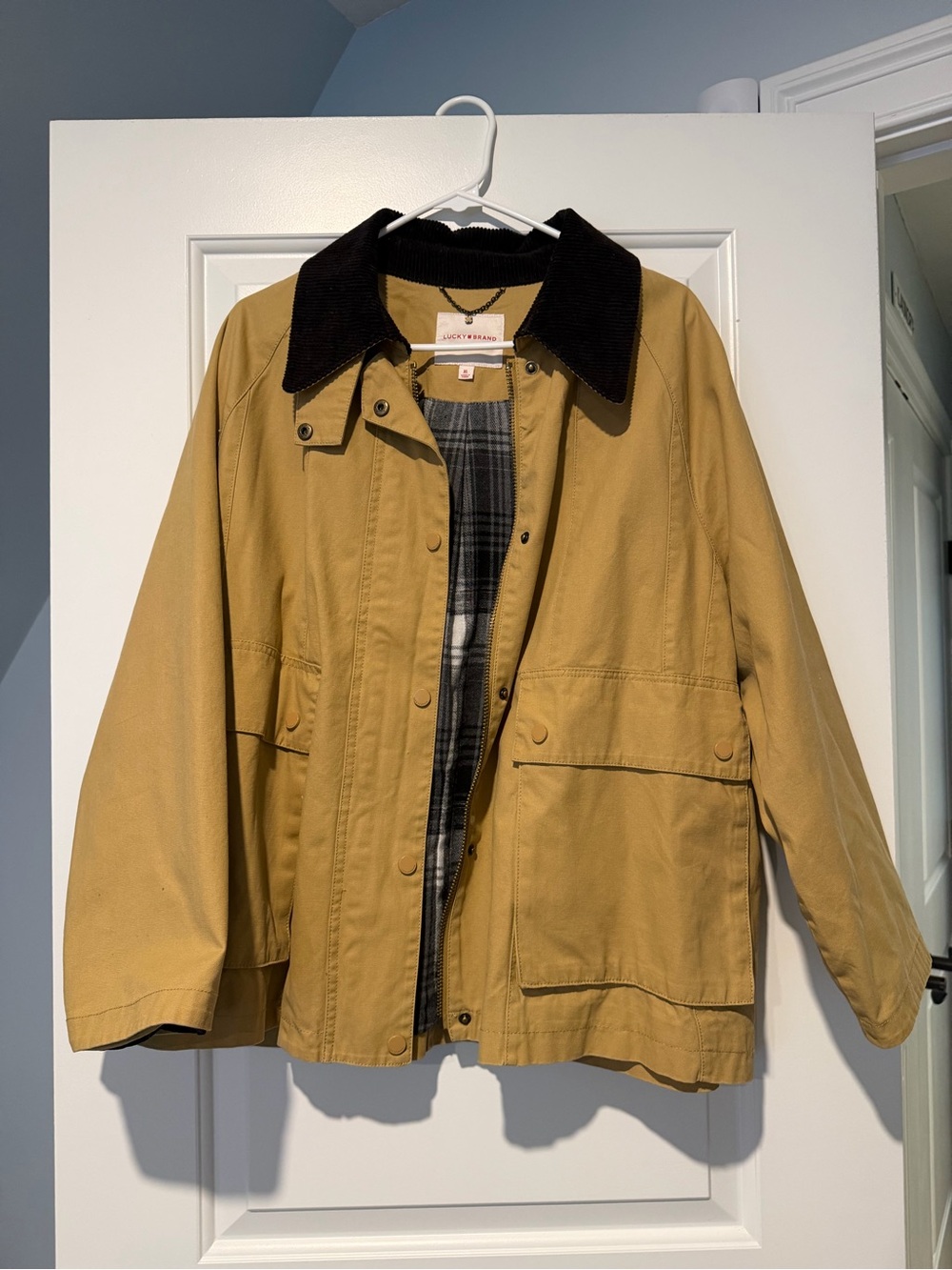 Lucky Brand Tan Barn Jacket with Corduroy Collar XL